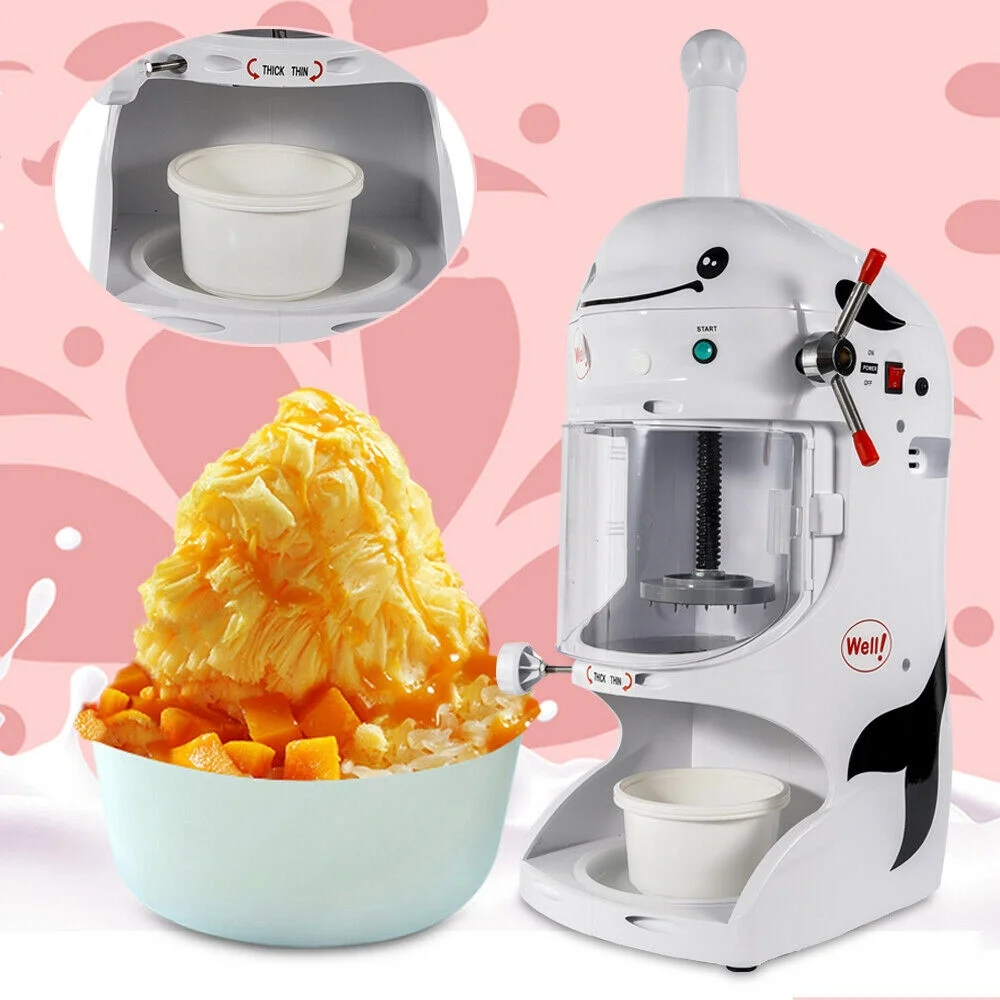 DENEST 350W Electric Snow Ice Shaver Snow Cone Shaved Machine Commercial  Ice Crusher