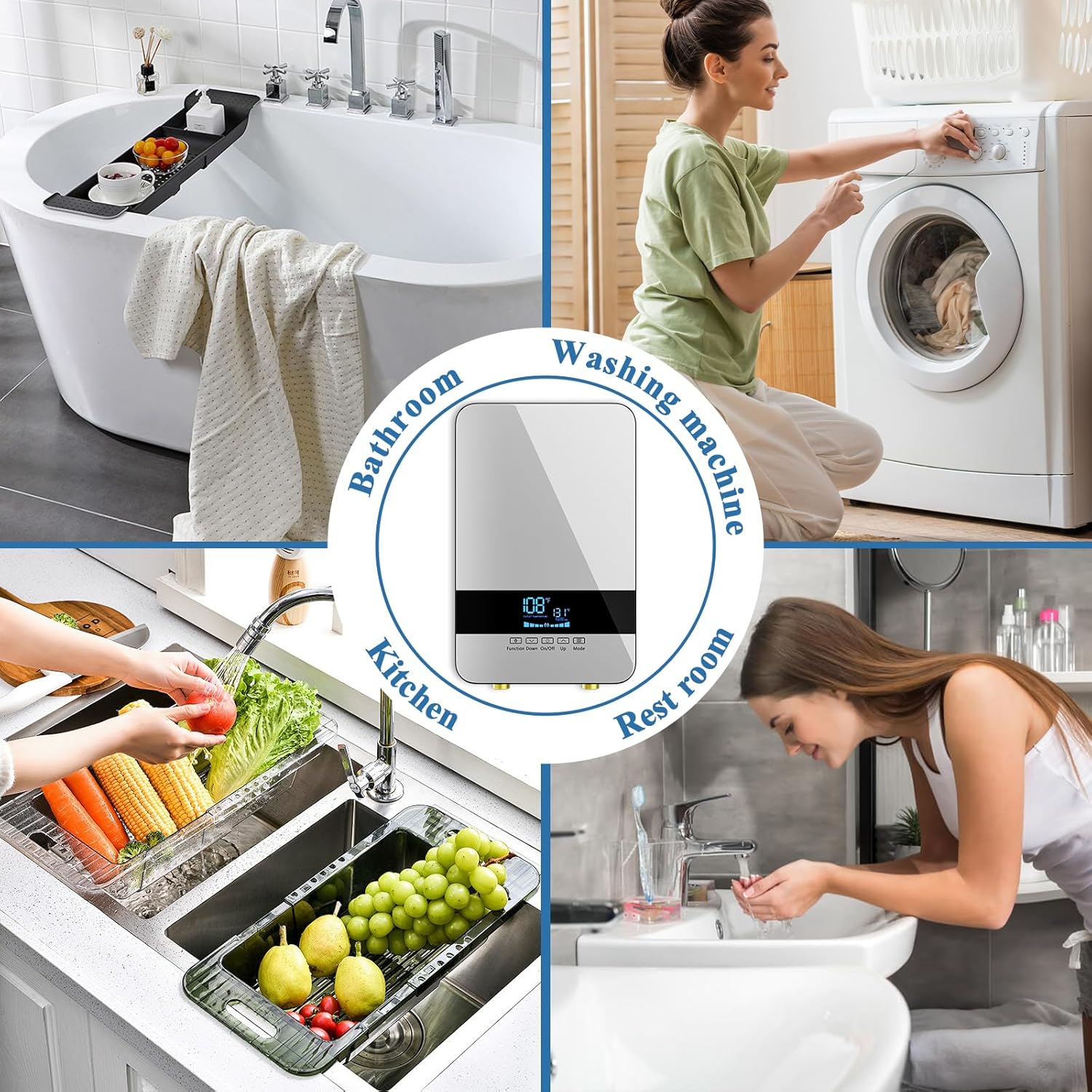 Tankless Water Heater Electric,8.5KW 240V Point of Use On Demand Hot Water Heater,Instant Hot Water Heater Under Sink with Digital Display,Wall Mounting Fitting Electric Water Heater