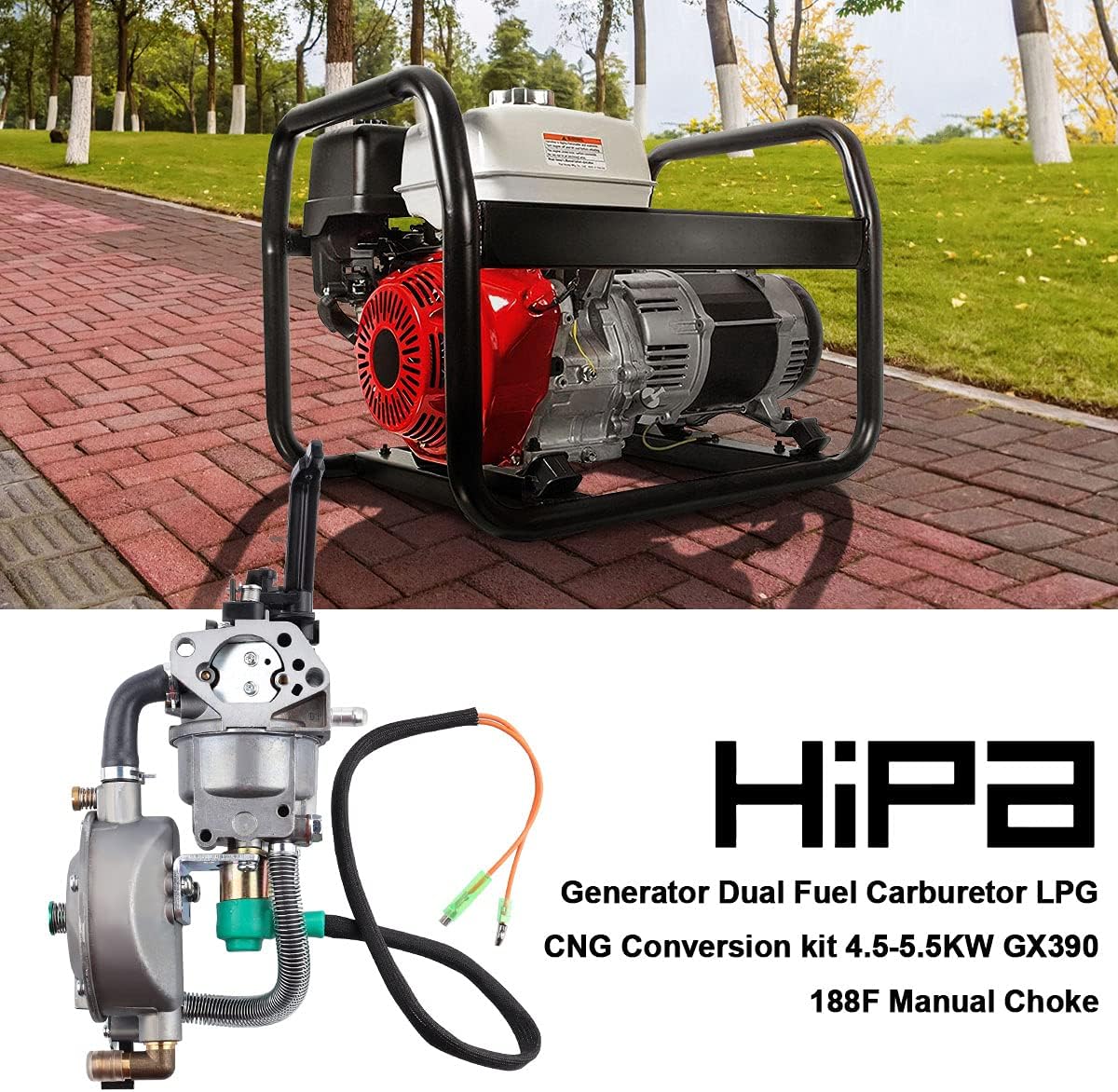 Hipa Generator Dual Fuel Carburetor LPG CNG Conversion kit 4.5-5.5KW GX390 188F Manual Choke