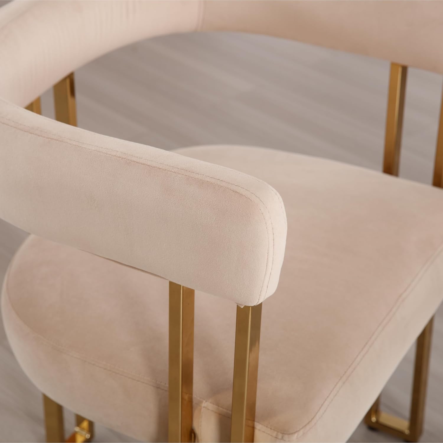 chairus Dining Chairs Set of 6, Modern Dining Chairs upholstered Kitchen Chairs Gold Metal Boucle Dining Chair with Hollow Back for Kitchen Dinning Room Restaurant - Velvet, Khaki