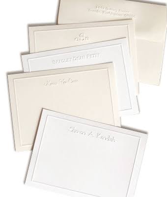 Personalized Simple Embossed Border Note Cards