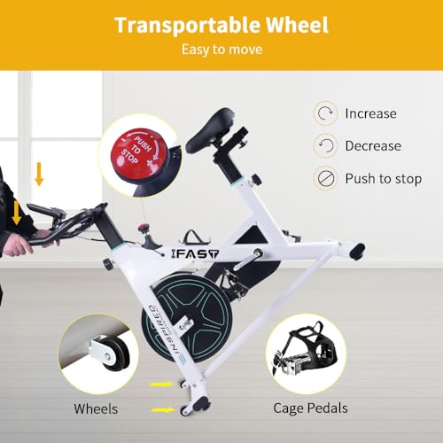 IFAST Stationary Bikes for Home Indoor Exercise Bike with LCD Monitor and Comfortable Seat Cushion for Home Gym Cardio Fitness Training