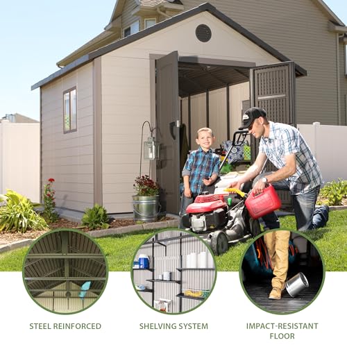 Lifetime 6433 Outdoor Storage Shed with Windows, 11 by 11 Feet