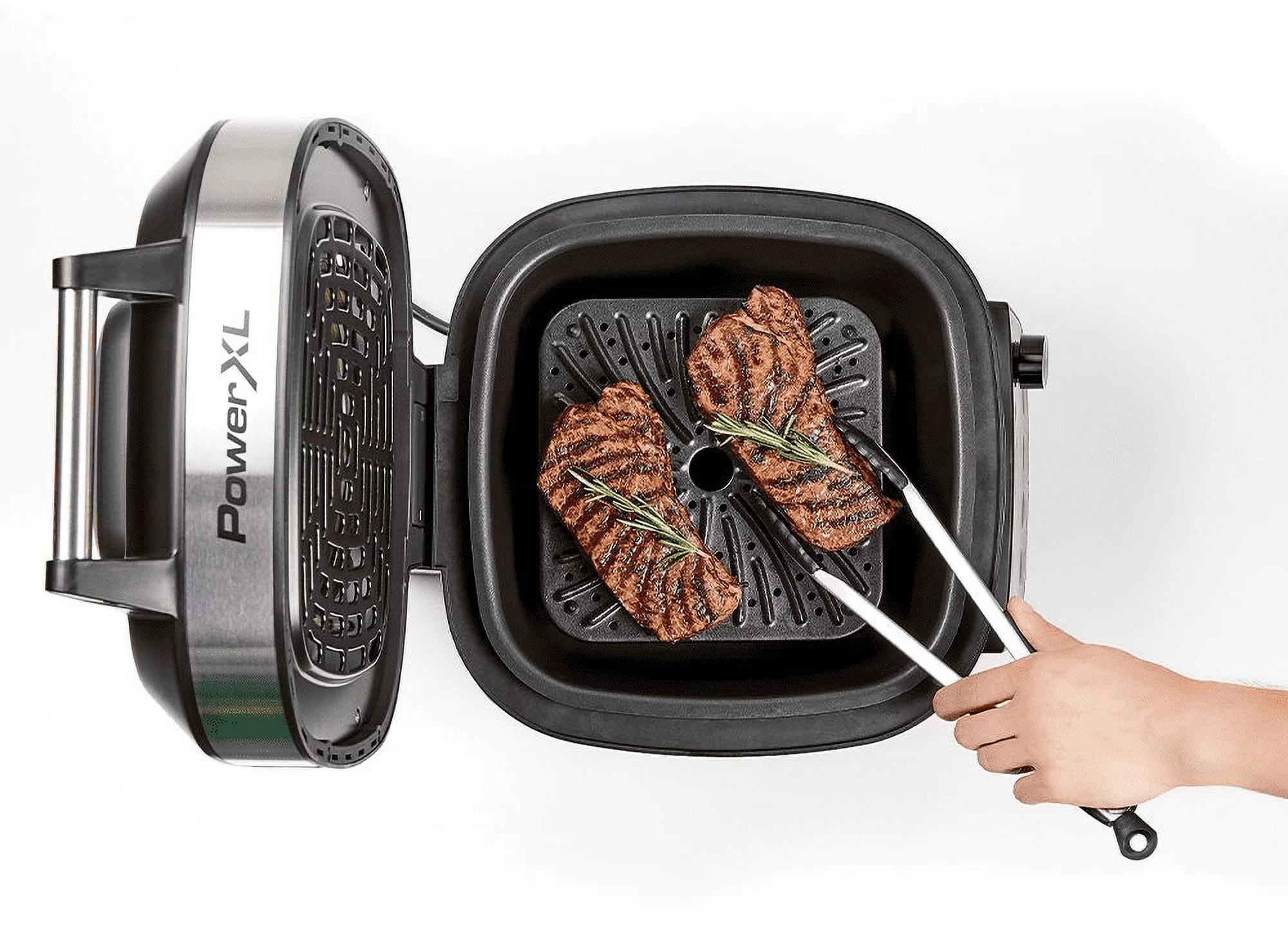 PowerXL Grill Air Fryer Combo 12-in-1 Indoor Grill, Air Fryer, Slow Cooker, Roast, Bake, 1550-Watts, Stainless Steel Finish