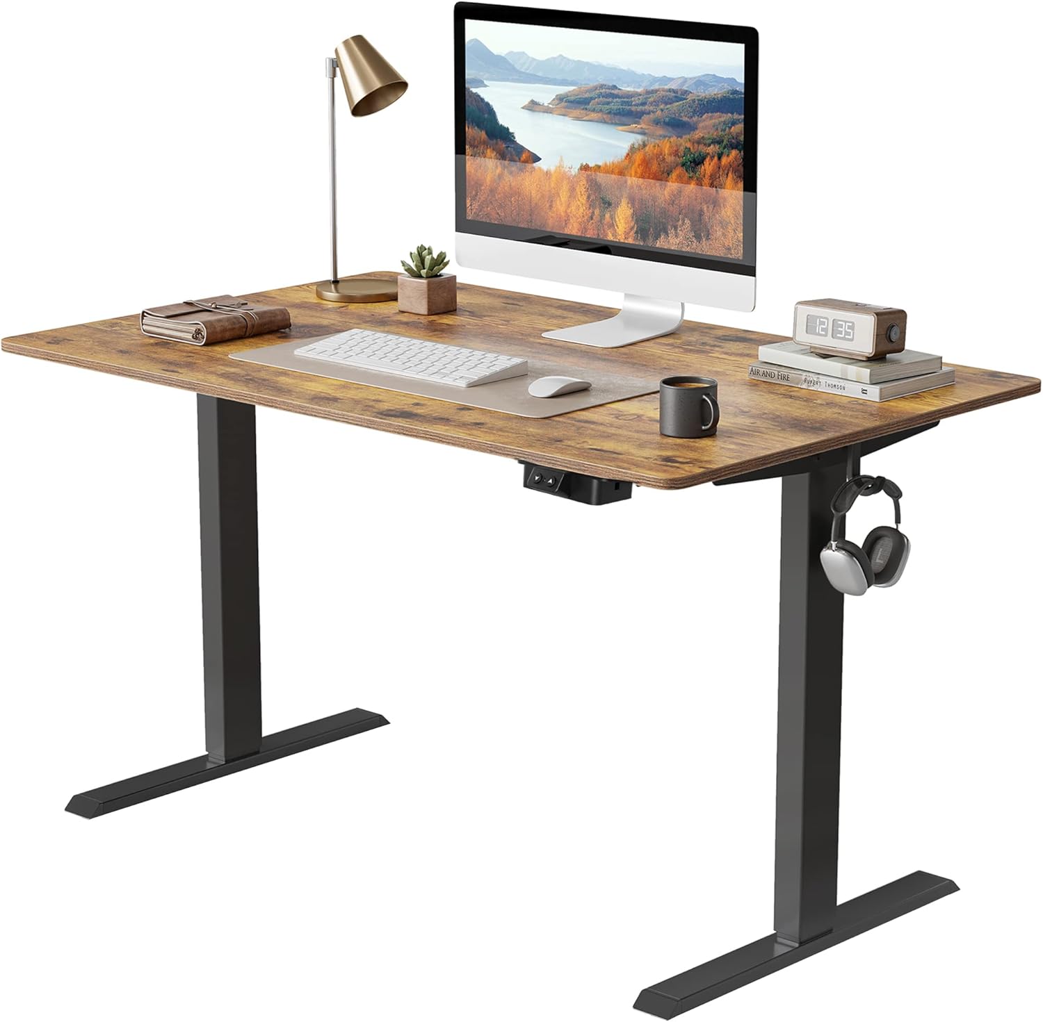 FEZIBO Whole-Piece 48''x24'' Standing Desktop, Height Adjustable Stand up Desk Rectangular Tabletop, Rustic Brown