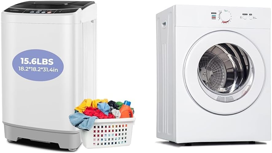 Nictemaw 15.6lbs Portable Washer and Euhomy 1.8 Cu. Ft. Portable Clothes Dryer Bundle for Apartments, Dorms, RVs