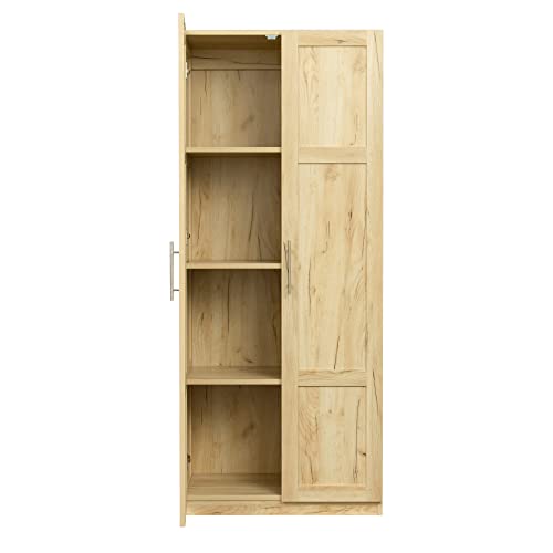 Pantry Cabinet,71" H Tall Wood Storage Cabinet with Adjustable Shelves Doors for Kitchen Bedroom Living Room (White)