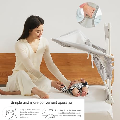 3 in 1 Baby bassinets bedside sleeper, co sleeping bed for baby, for co sleeper for baby in bed, Portable Crib, breathable and visible mesh window,soft washable liner cover and sturdy aluminum alloy (