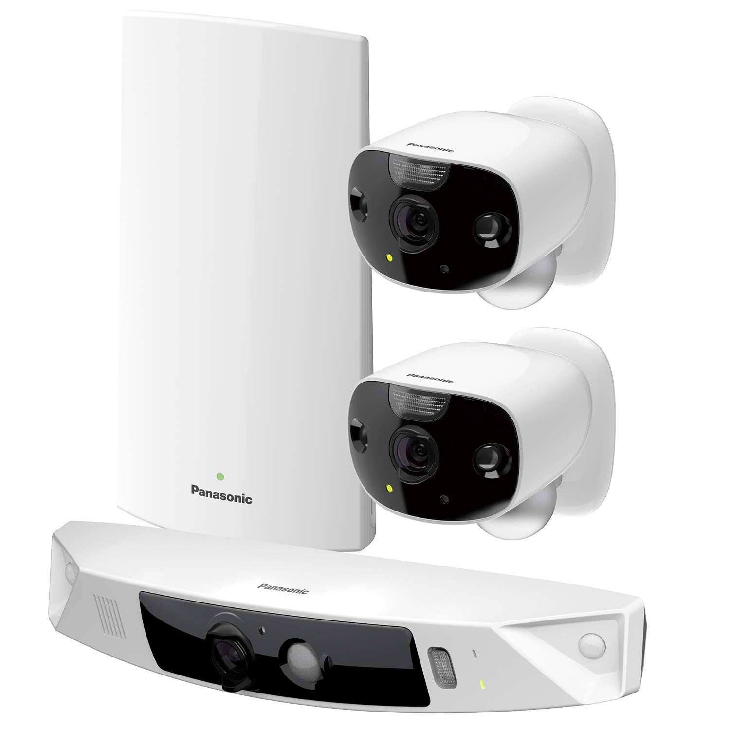 Panasonic HomeHawk Front Door Camera for Package Theft Prevention, 3 Camera Kit, 172° Wide Angle Smart-Home Monitor, 100% Wire-F