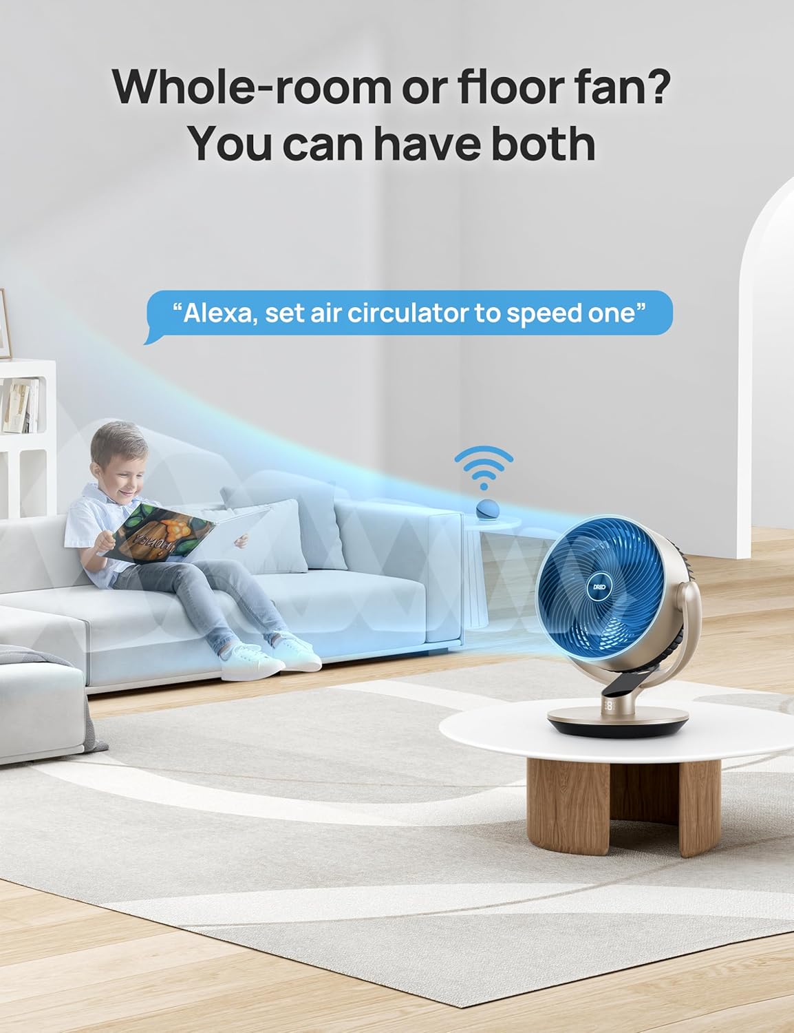 Dreo 16 Inch 25dB Quiet Smart Fans for Bedroom, DC Room Fan with Remote, 120°+90° Omni-Directional Oscillating Fan, 6 Modes, 9 Speeds, 12H Timer, Alexa/Google/WiFi/Voice Control, Gold, Oversize