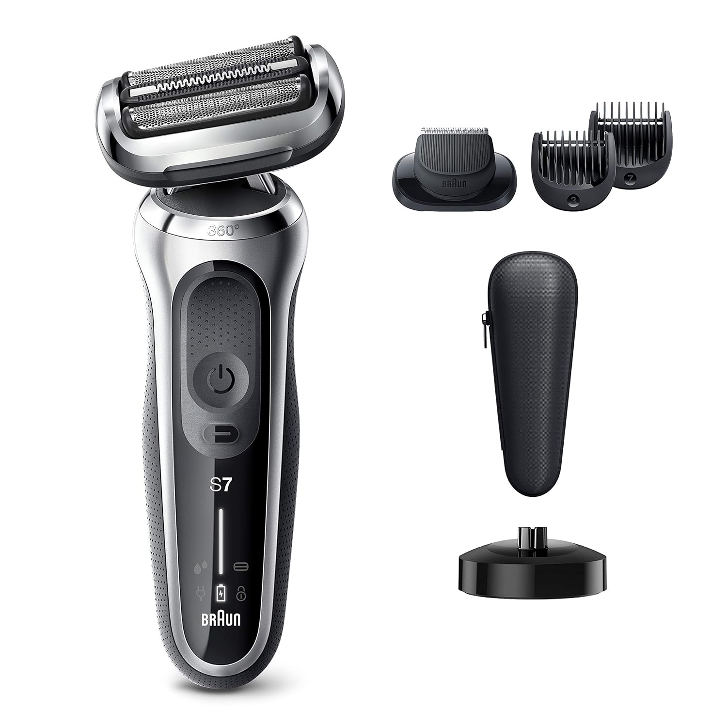 Braun Series 8 8330s Next Generation, Electric Shaver for Men, Rechargeable and Cordless Razor, Silver, Fabric Travel Case, Wet and Dry, Foil Shaver