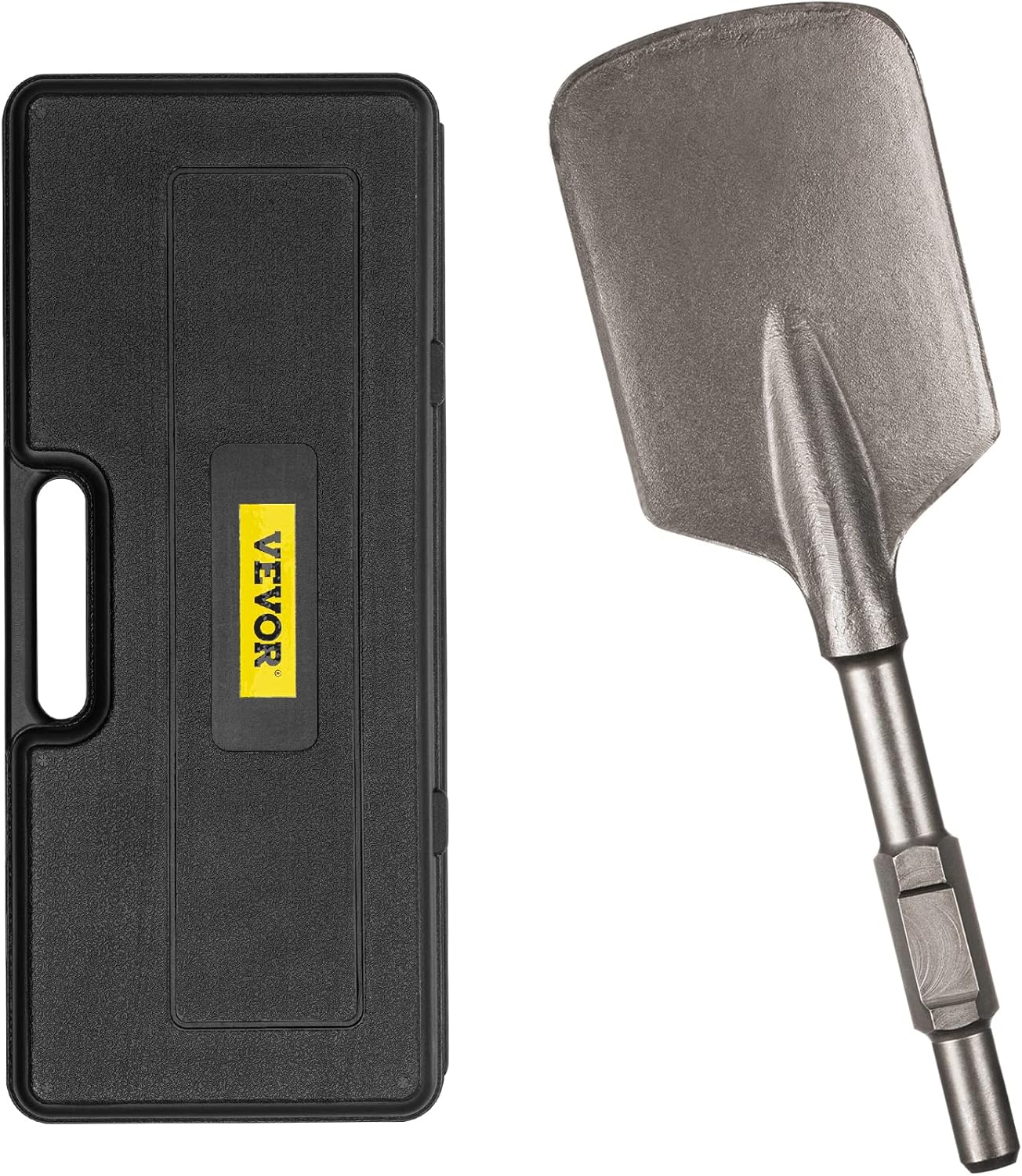 VEVOR Clay Spade, 17.9" x 5.5" 1-1/8" Hex Shank, 40Cr Steel Jackhammer Bit for Electric Demolition Jack Hammer w/Carrying Case, Trenching and Digging Shovel Bit for Clay, Gravel, Frozen Soil Pack of 2