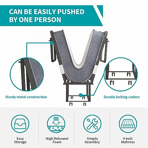 BALUS Folding Bed with Mattress for Adults, 75 ''L X 46''W Rollaway Bed with 5''Memory Foam Mattress, Foldable Bed Frame Portable Guest Bed Space Saving(Standard)