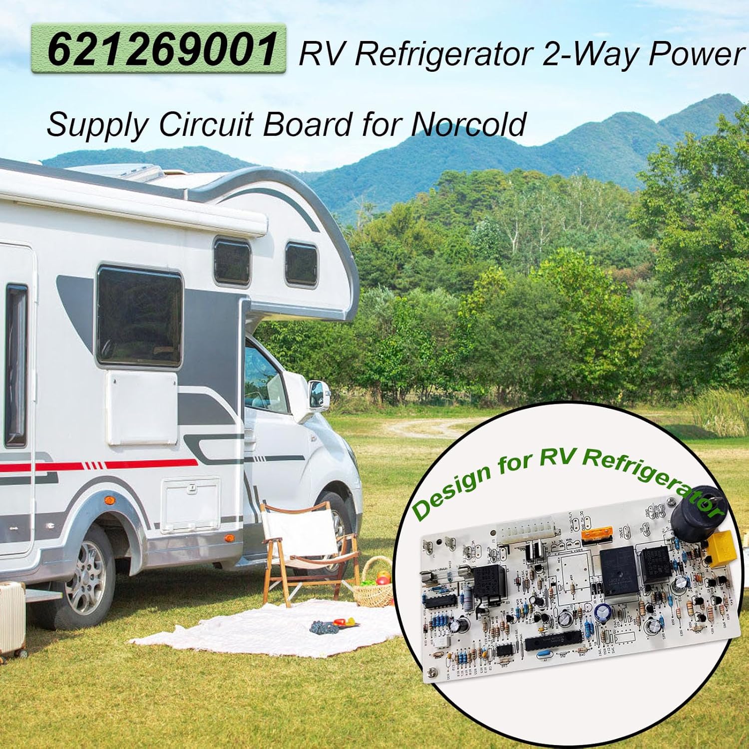 621269001 RV Refrigerator 2-Way Power Supply Circuit Board for Norcold N1095, N64X, N84X Series, S/N 9044283 & Below Refrigerators, Used to Trailers/Campers/Rvs Refrigerators Parts