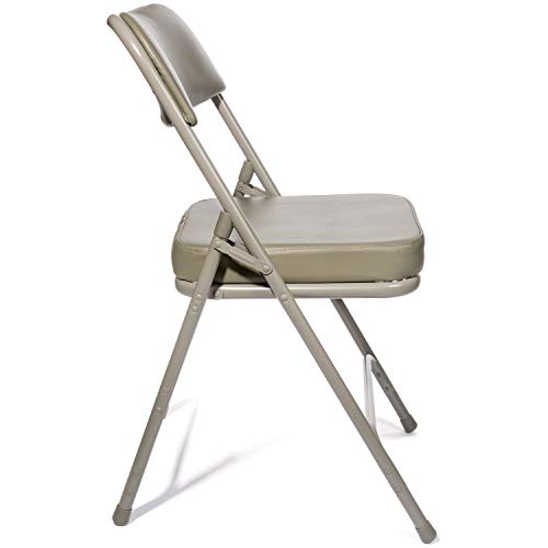 Vinyl Upholstered Folding Chair (2 Pack) - Heavy Duty Ultra Padded 2" Thick Padded Seat and Back, Triple Braced - Quad Hinging, 300 lb Tested (Beige)