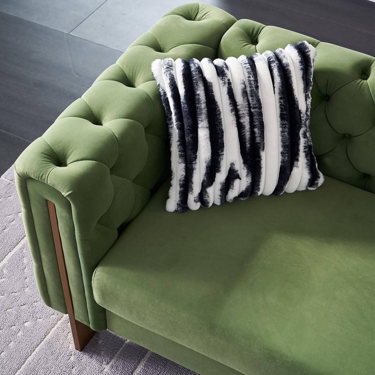 Chesterfield Modern Tufted Velvet Living Room Sofa, 84.25" W Couch,Mint Green