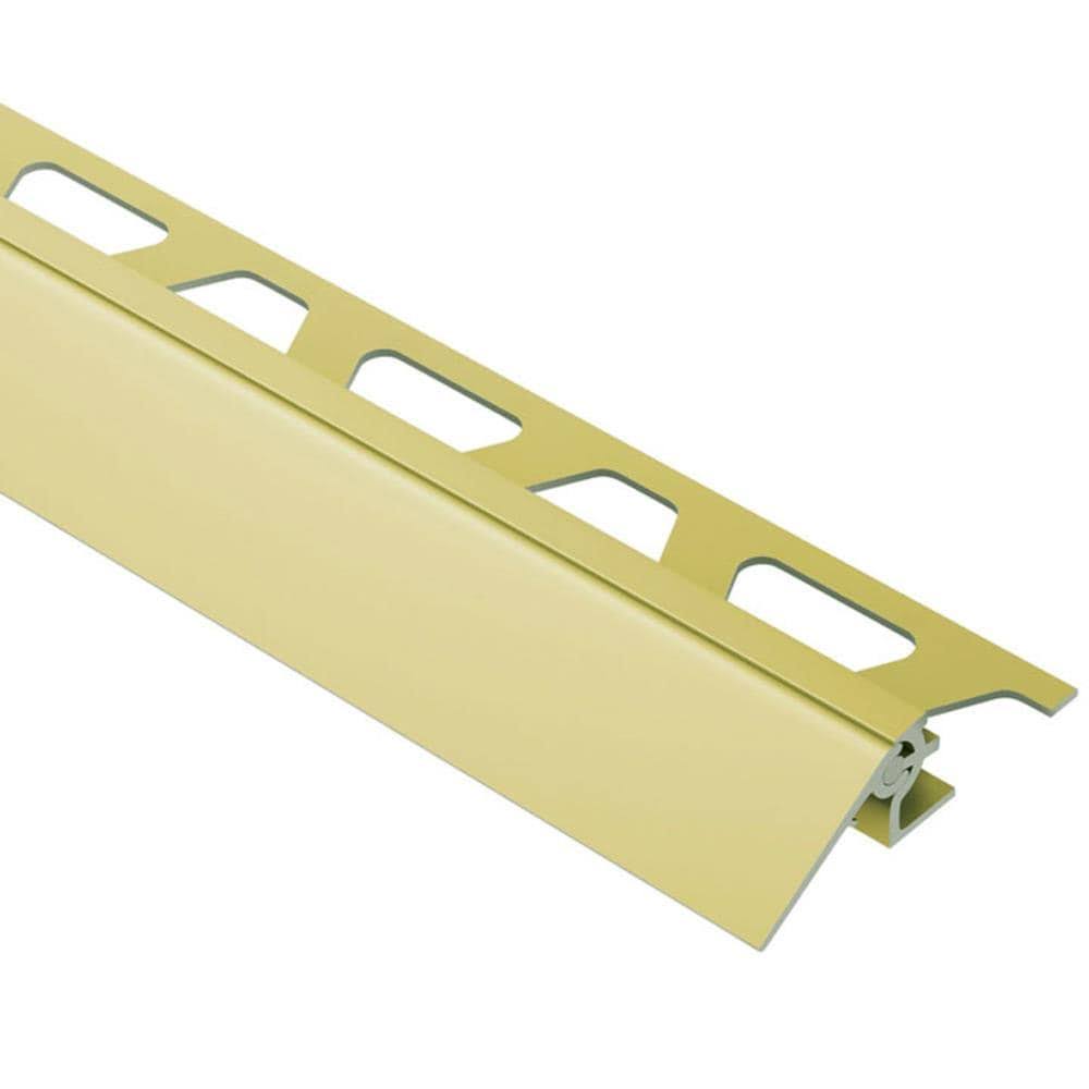 Schluter Systems Reno-V 0.688-in W x 98.5-in L Satin Brass Aluminum Reducer Tile Edge Trim in Gold | AVT175B20AM