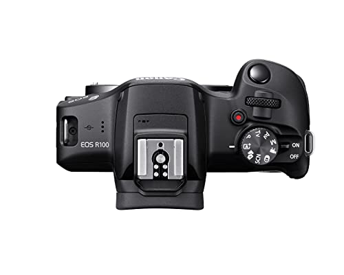 Canon EOS R100 Mirrorless Camera RF-S18-45mm F4.5-6.3 is STM Lens Kit, 24.1 Megapixel CMOS (APS-C) Sensor, 4K Video, RF Mount, Black