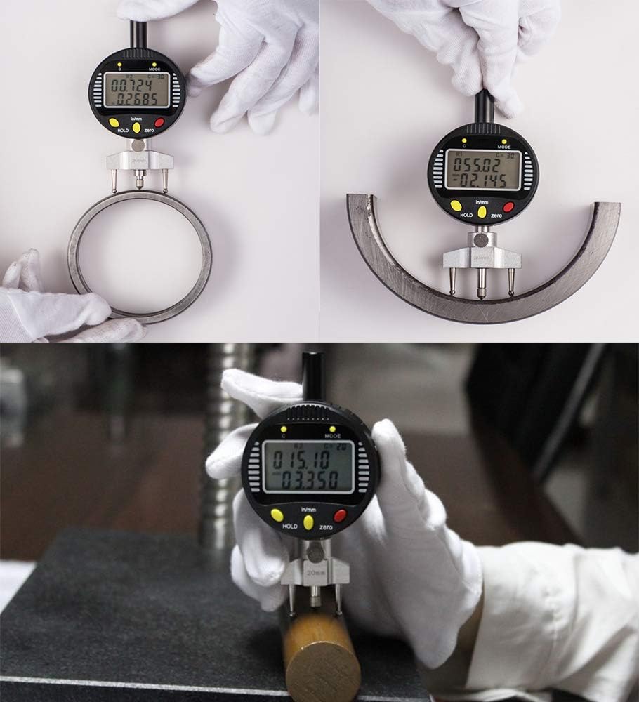 CGOLDENWALL High accuracy digital radius gauge digital radius indicator Measurement Tool with 10mm /20mm /30mm /60mm/100mm changeable measuring jaw Black