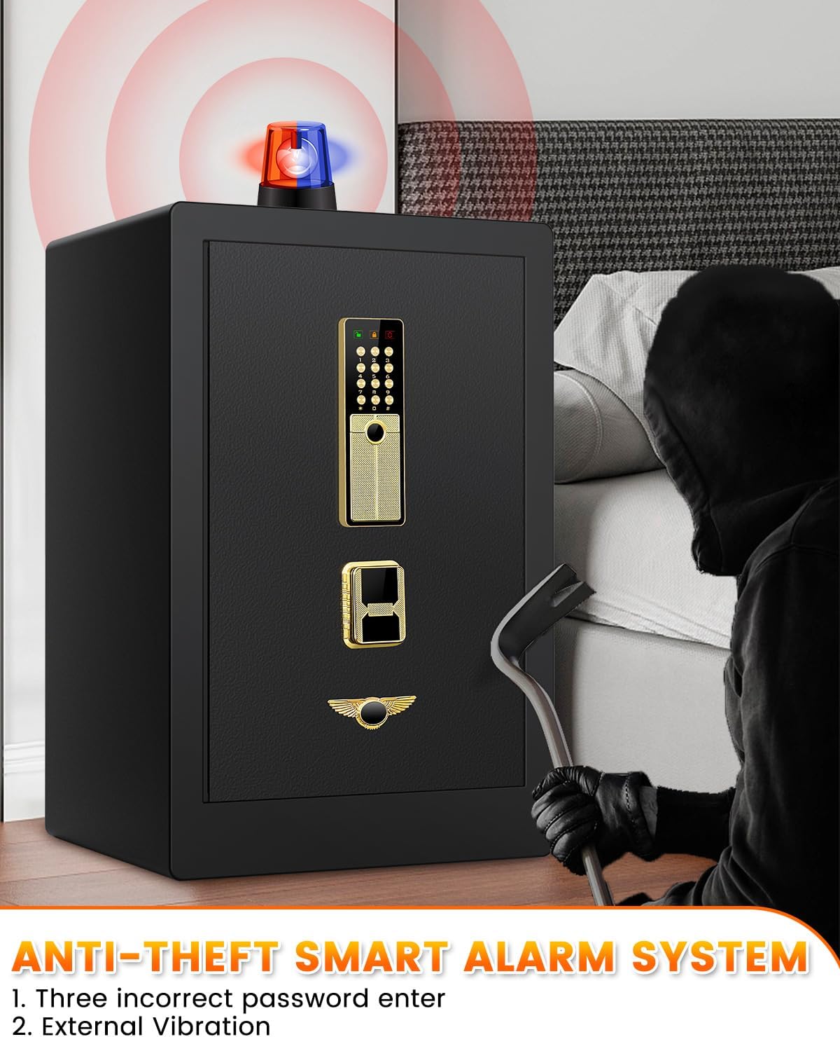 5.0 Cuft Extra Large Fireproof Safe Box For Home, Heavy Duty Digital Home Safes Fireproof Waterproof with Key Combination Lock, Sensor Light, Security Document Fire Safe for Business Money Medicine