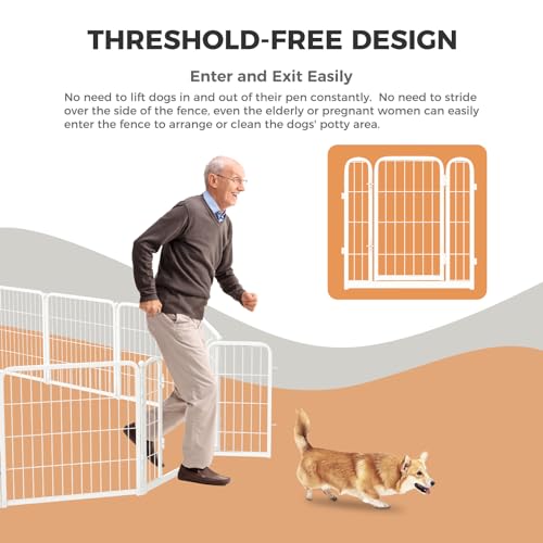 FXW Homeplus Dog Playpen Designed for Indoor Use, 40" Height for Large Dogs, White│Patented