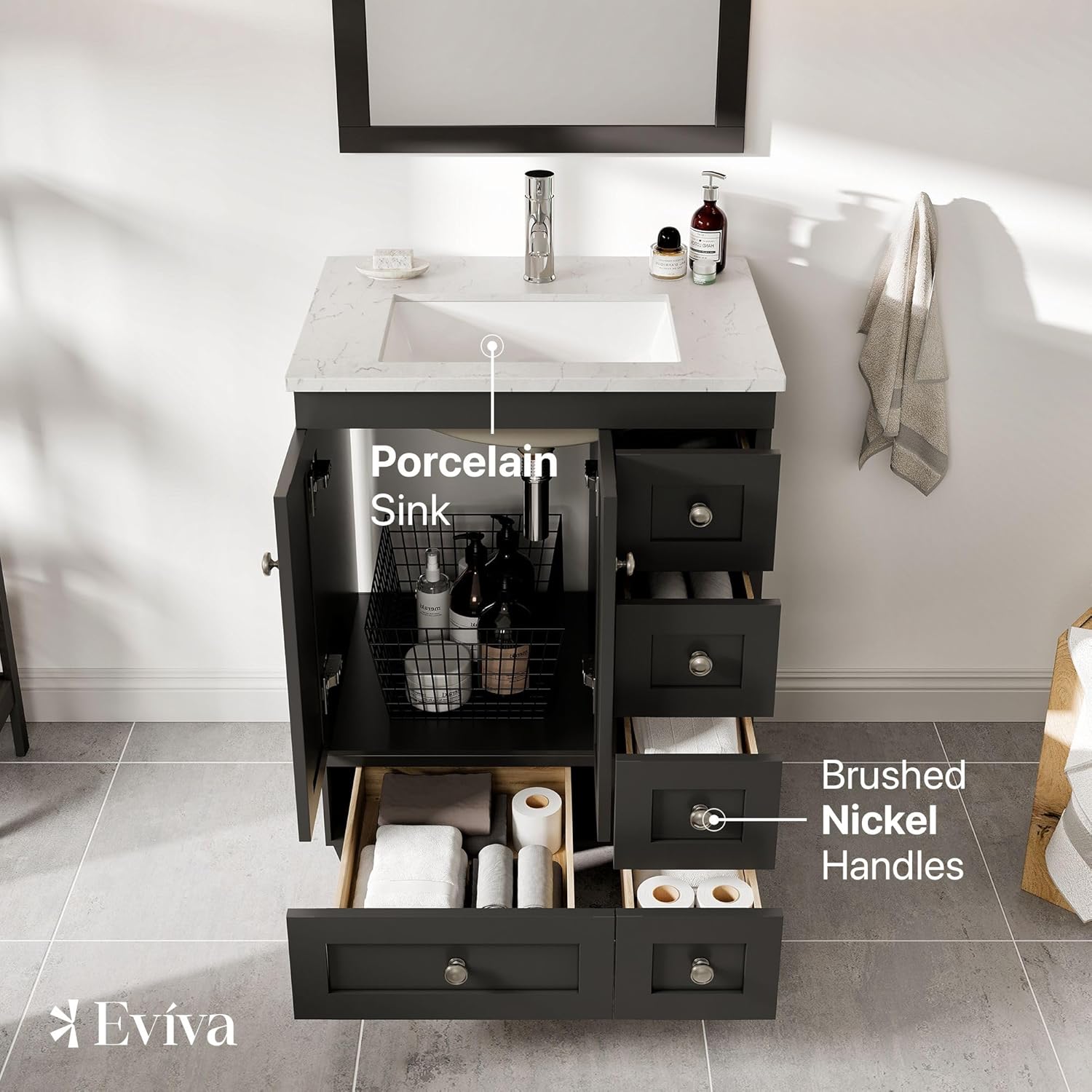 Eviva EVVN30-24X18ES Happy 24" x 18" Espresso Bathroom Vanities