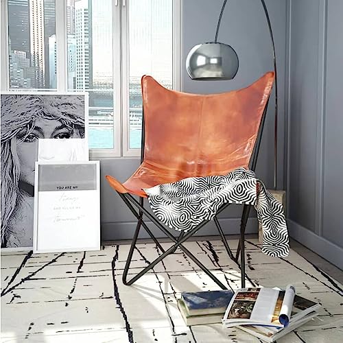Butterfly Chair Brown Real Leather,Ergonomic Vintage Real Leather Butterfly Chair for Ultimate Comfort and Style Living Room Furniture, Chaise Lounges
