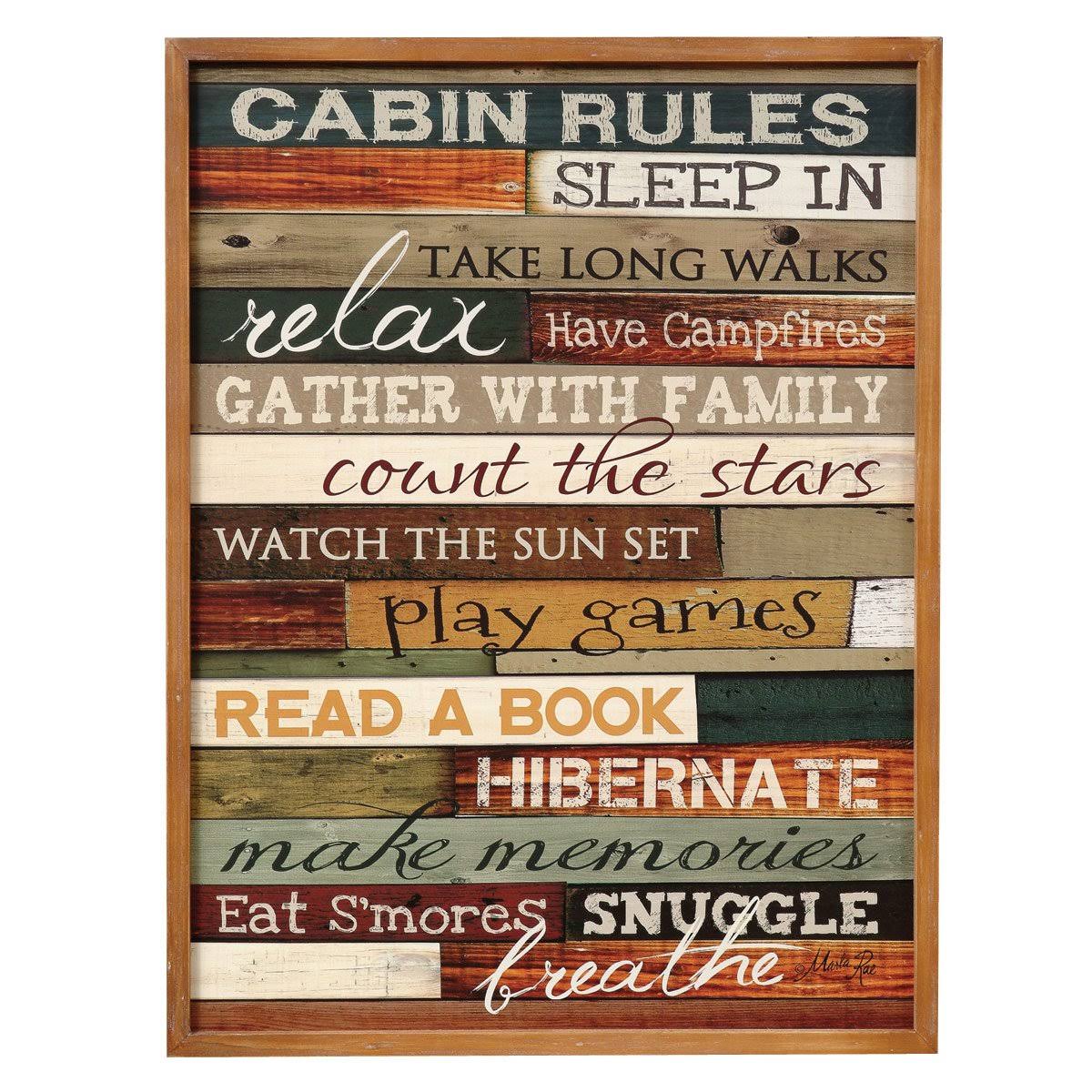 Black Forest Decor Cabin Rules Wood Sign - Rustic Decor