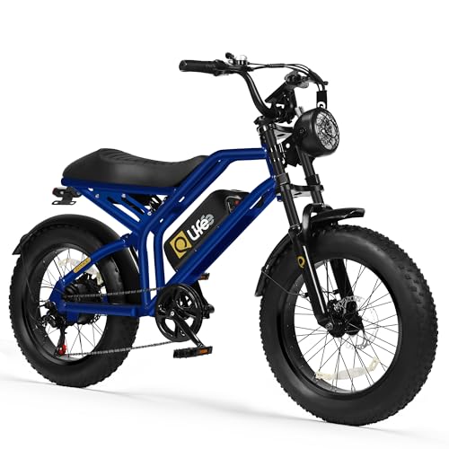 Electric Bike for Adults-1500W Peak Motor 20" Fat Tires 28MPH(Unlock to 35MPH) EBike Moped, 624-1248Wh Removable Battery Bicycle, with Dual Suspension & Brakes Motorcycle, 7-Speed,Spark