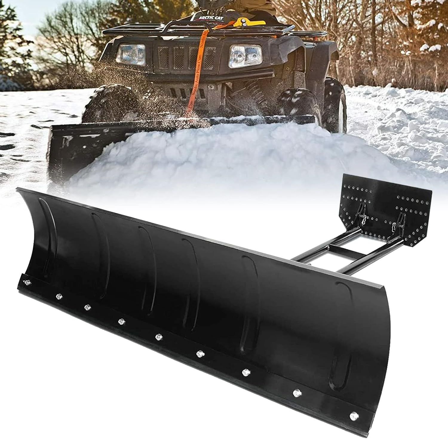 ATV Snow Plow, EBESTTECH 1PC 45 Inch Heavy Duty Universal Snow Plow Kit Adjustable for Pickup Trucks UTV ATV Arctic Cat Access Kawasaki Honda Aeon Crossland Black