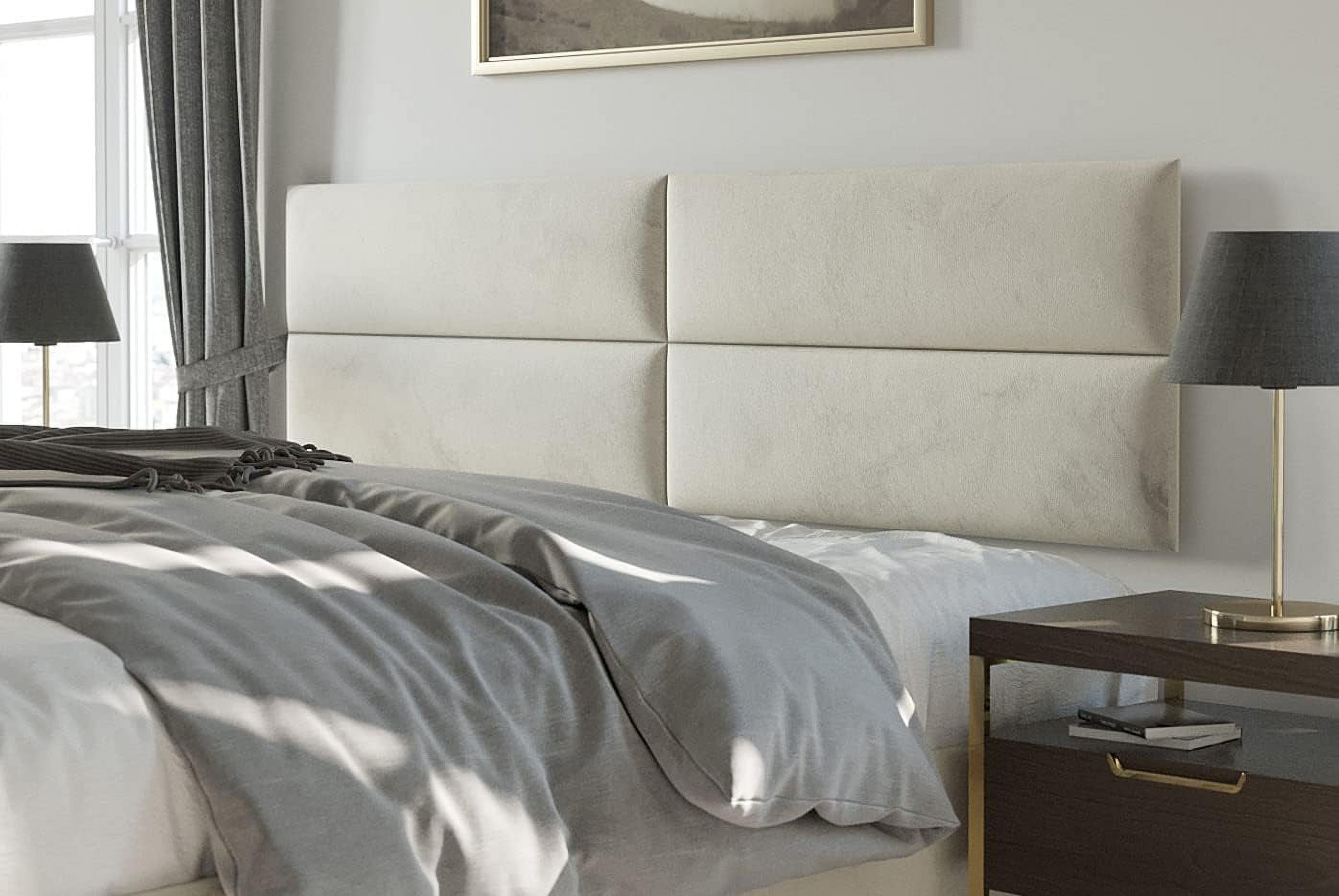 Upholstered Headboards - Accent Wall Panels - Velvet Ivory - /King - Set Of 4 Panels (Each Individual Panel 39"X11.5")