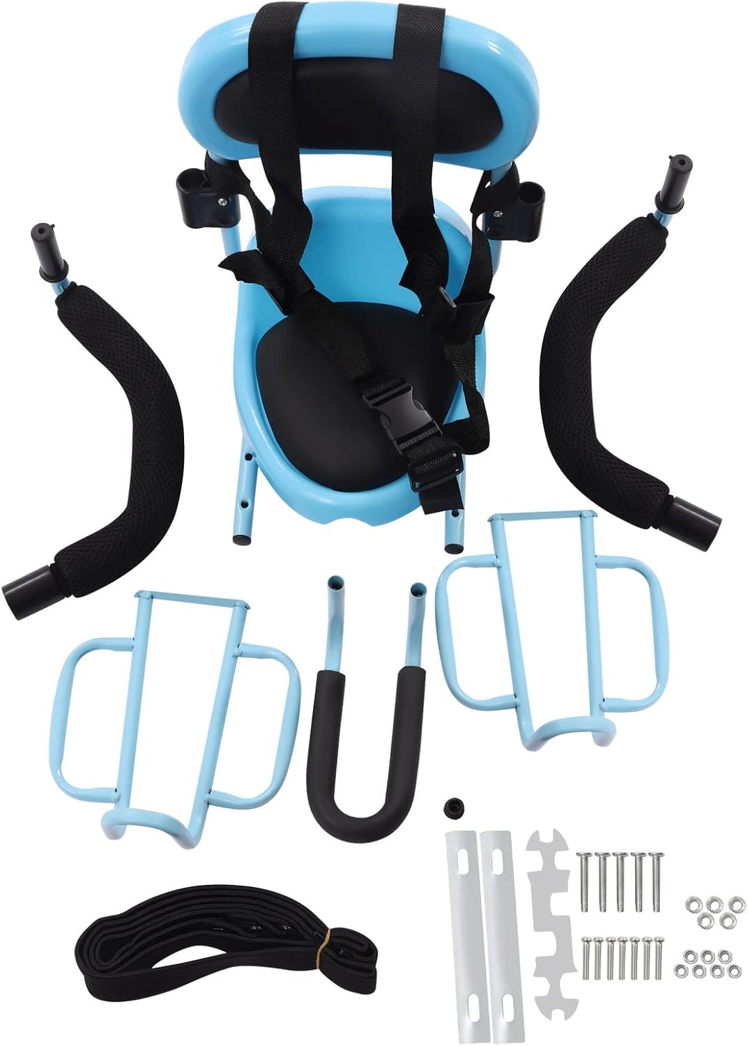 Rear Mounted Child Bike Seat Replacement Kids Bicycle Rear Seat Chair with Guardrail, Baby Child Kids Bicycle Bike Carrier MTB Road Bike Safety Bicycle Seat Bike Rear Kids Saddle with Foot Pedal