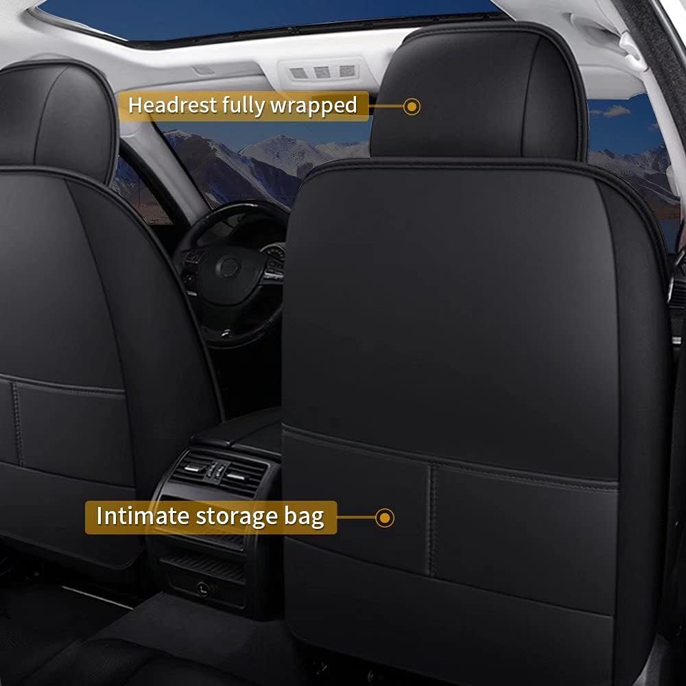 Car Seat Covers Custom Fit Full Set Seat Covers Compatible with Kia Soul 2015 2016 2017 2018 2019 2020 2021 Waterproof Faux Leather Vehicle Cushion Cover with Airbag