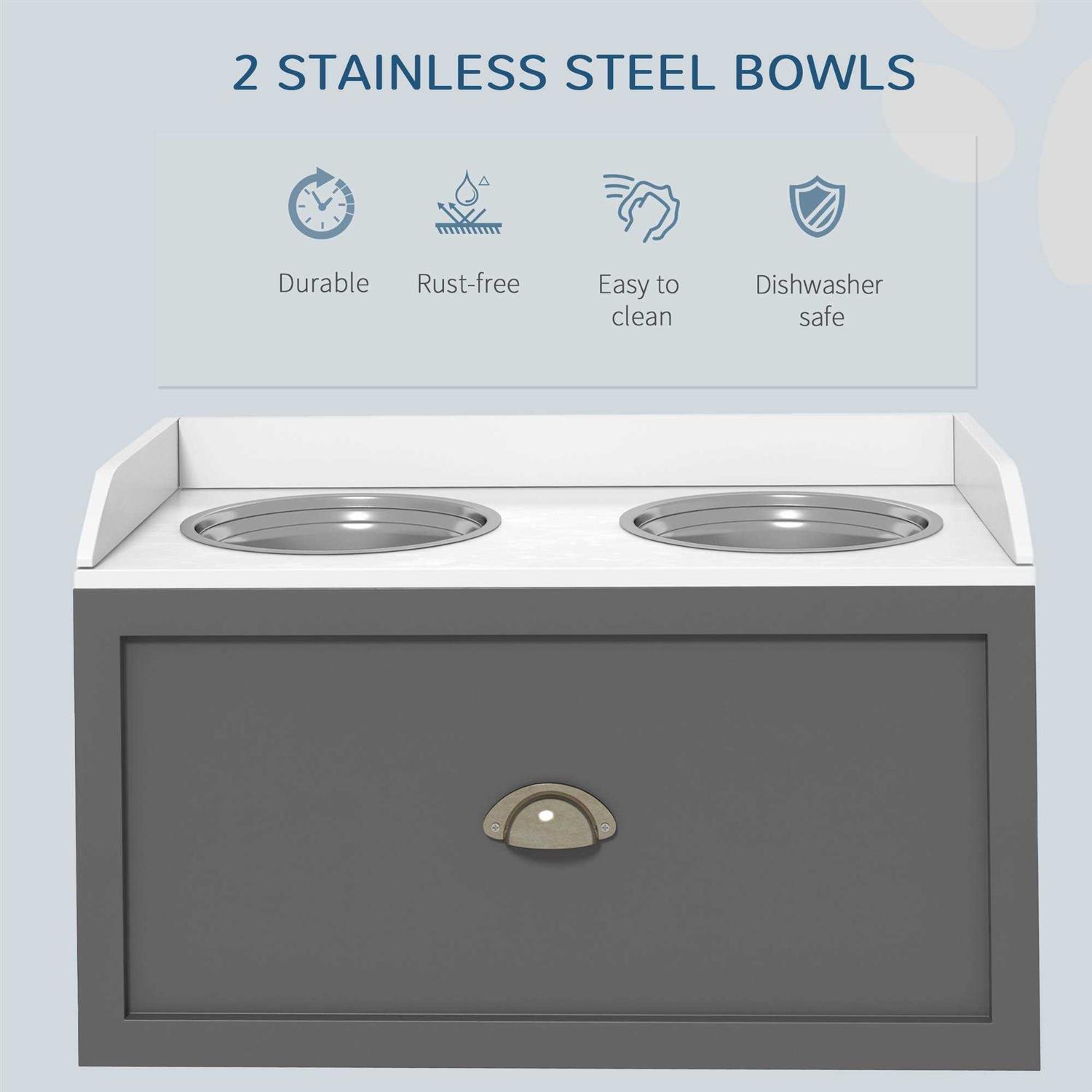 PawHut Large Elevated Dog Bowls with Storage Drawer - Pet Supplies online store