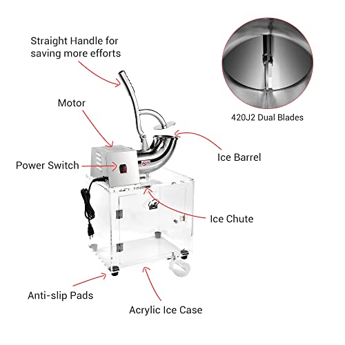 WeChef Electric Snow Cone Machine Slush Maker Stainless Steel Crusher for Commercial Use