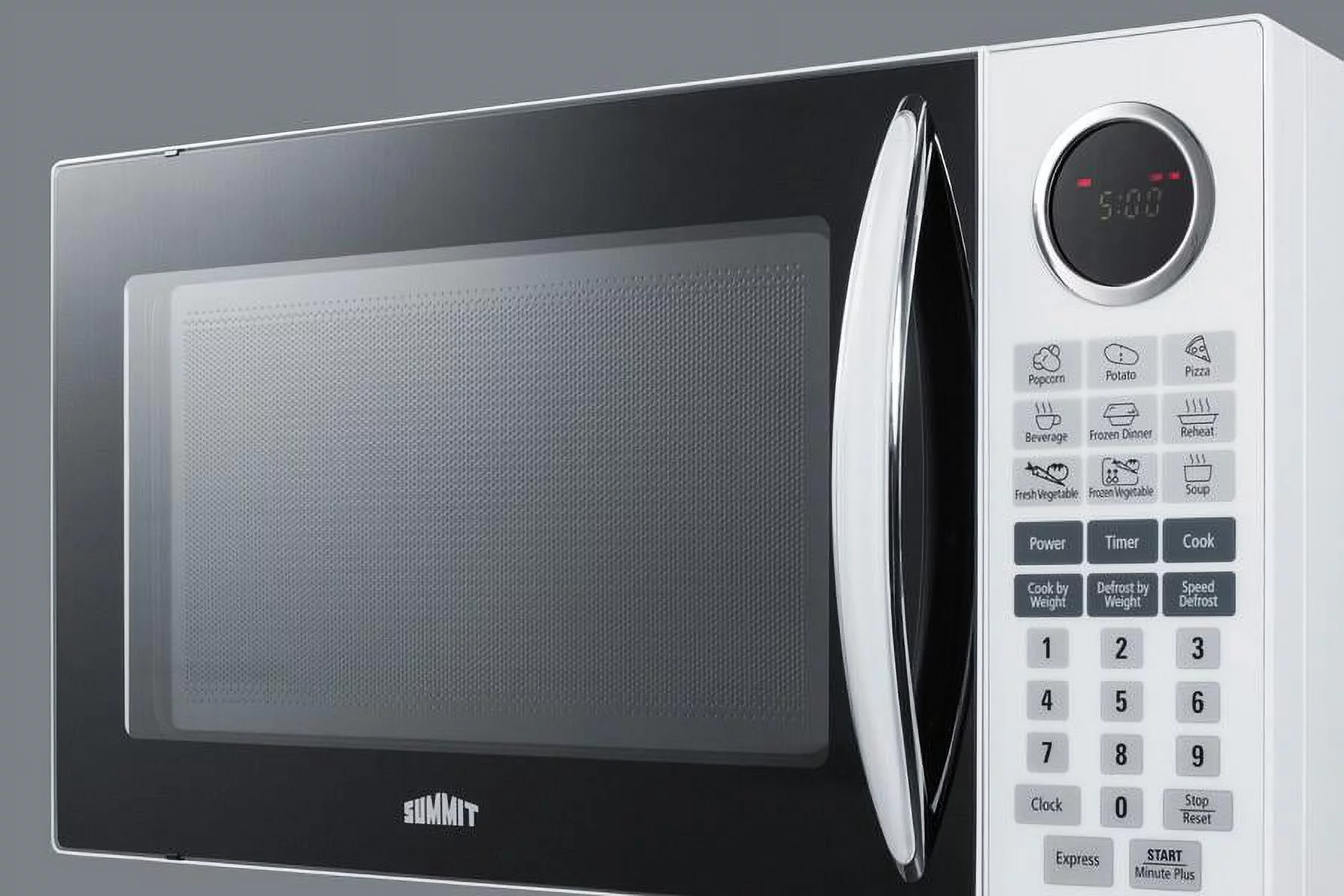 Summit SM1102WH 1 cu. ft. Capacity Full-Sized Microwave Oven With Multiple Power Levels; End of Cycle Ring; Rotary Turntable; and One-Touch Auto Cook Menu in White