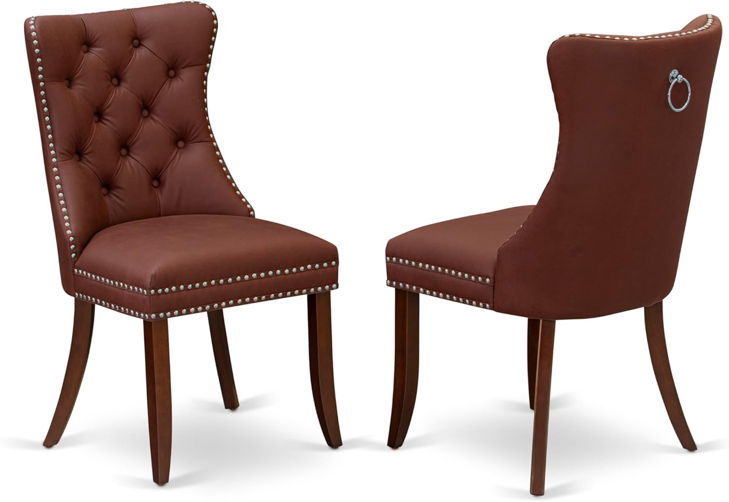 East West Furniture Dover 7 Piece Dining Room Set Consists of a Rectangle Wooden Table with Butterfly Leaf and 6 Upholstered Chairs, 42x78 Inch, Mahogany