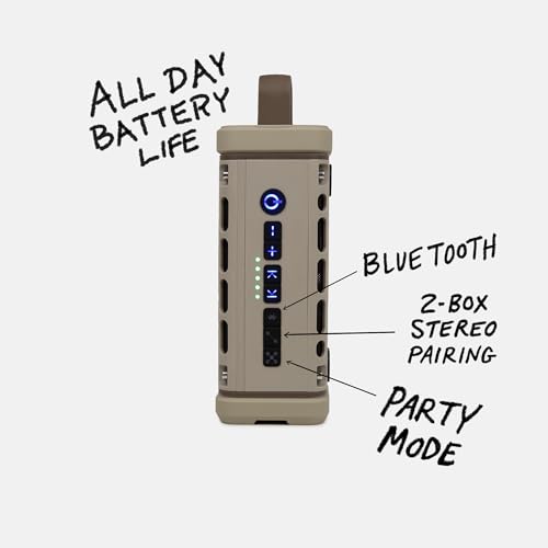 Turtlebox Ranger: Loud! Outdoor Portable Bluetooth 5.4 Speaker | Rugged, Waterproof, Ultra-Portable | Plays to 105db, Deep Bass, Shockproof, Unlimited Pairing for Full Stereo Experience, River Rock