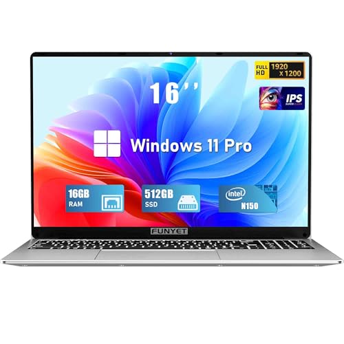 Gaming Laptop, 2025 Windows Laptops Computer, 16 Inch Windows 11 Pro Lap Top, 16GB RAM 1TB SSD, N150 Processor(up to 3.6GHz), Backlit Keyboard