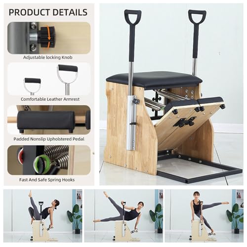 Pilates Chair, Pilates Reformer Machine,Split-Pedal Stability Combo Chair with Handles,Pilates Equipment for Home and Studio Use