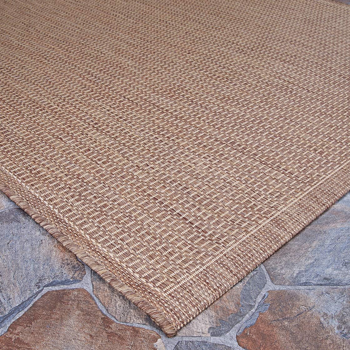 Couristan Recife Saddle Stitch Indoor/Outdoor Area Rug, 7'6", Cocoa Brown-Natural