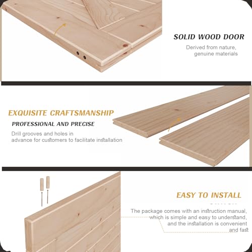 FREDBECK 48in x 80in Sliding Wood Barn Door with 8FT Barn Door Hardware Kit Included K Shape Solid Spruce Panel Sliding Door Double Surfaces Need to Assembly