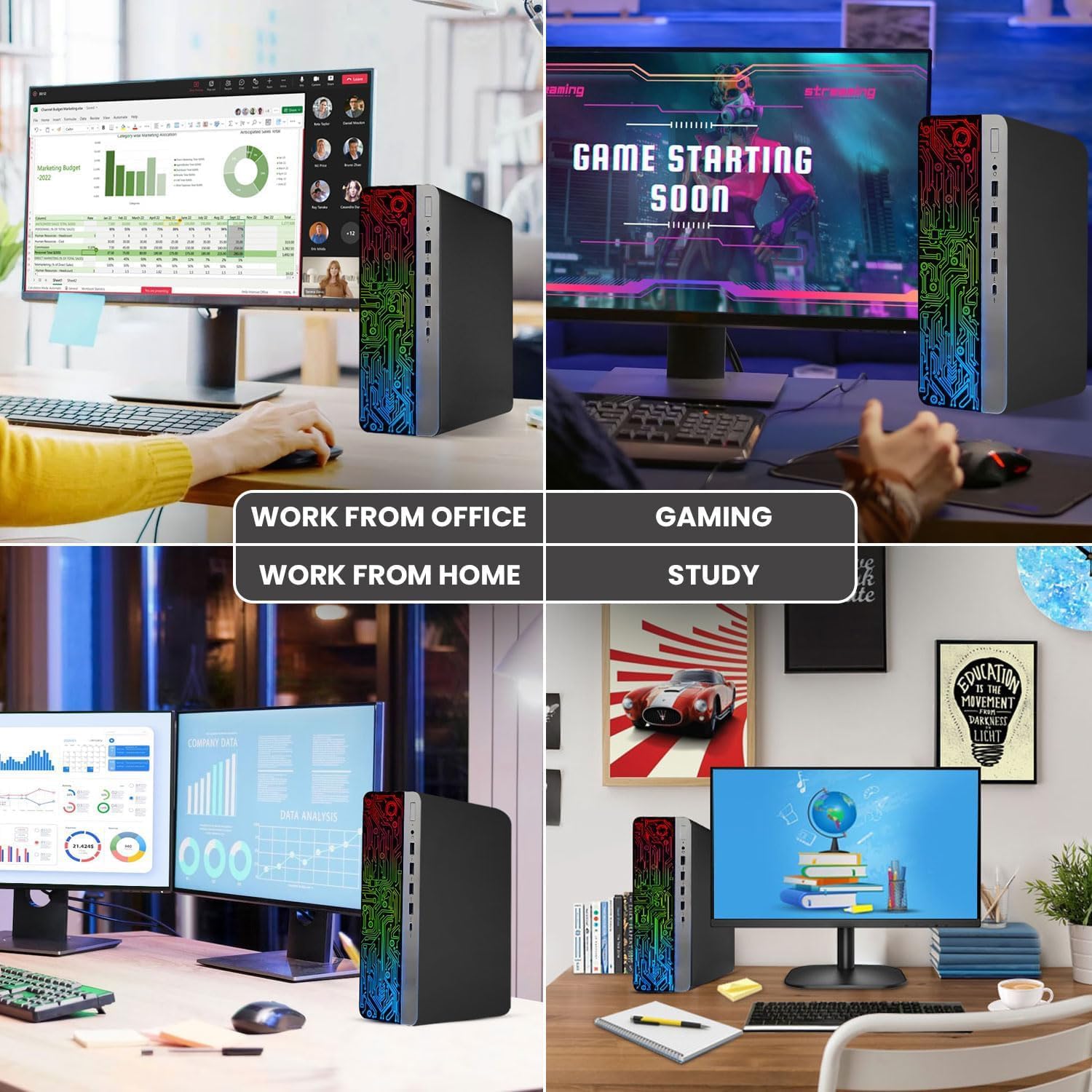 HP RGB Gaming PC Desktop - Intel Core i5-6th Gen | 16GB DDR4 Ram | 512GB SSD | Radeon RX-550 4GB DDR5 Graphics Card | Windows 10 Pro - Computer Tower for PC Gaming, PRODESK 600 G3 (Renewed)