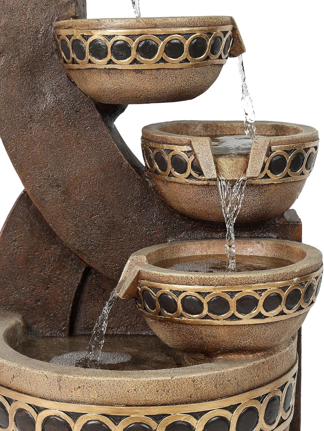LuxenHome Outdoor Water Fountain, 5 Tiered Polyresin Cascading Pitchers Outdoor Fountains and Waterfalls, Water Fountain Decor for Patio, Yard, and Garden, Water Feature Waterfall Fountains Outdoor