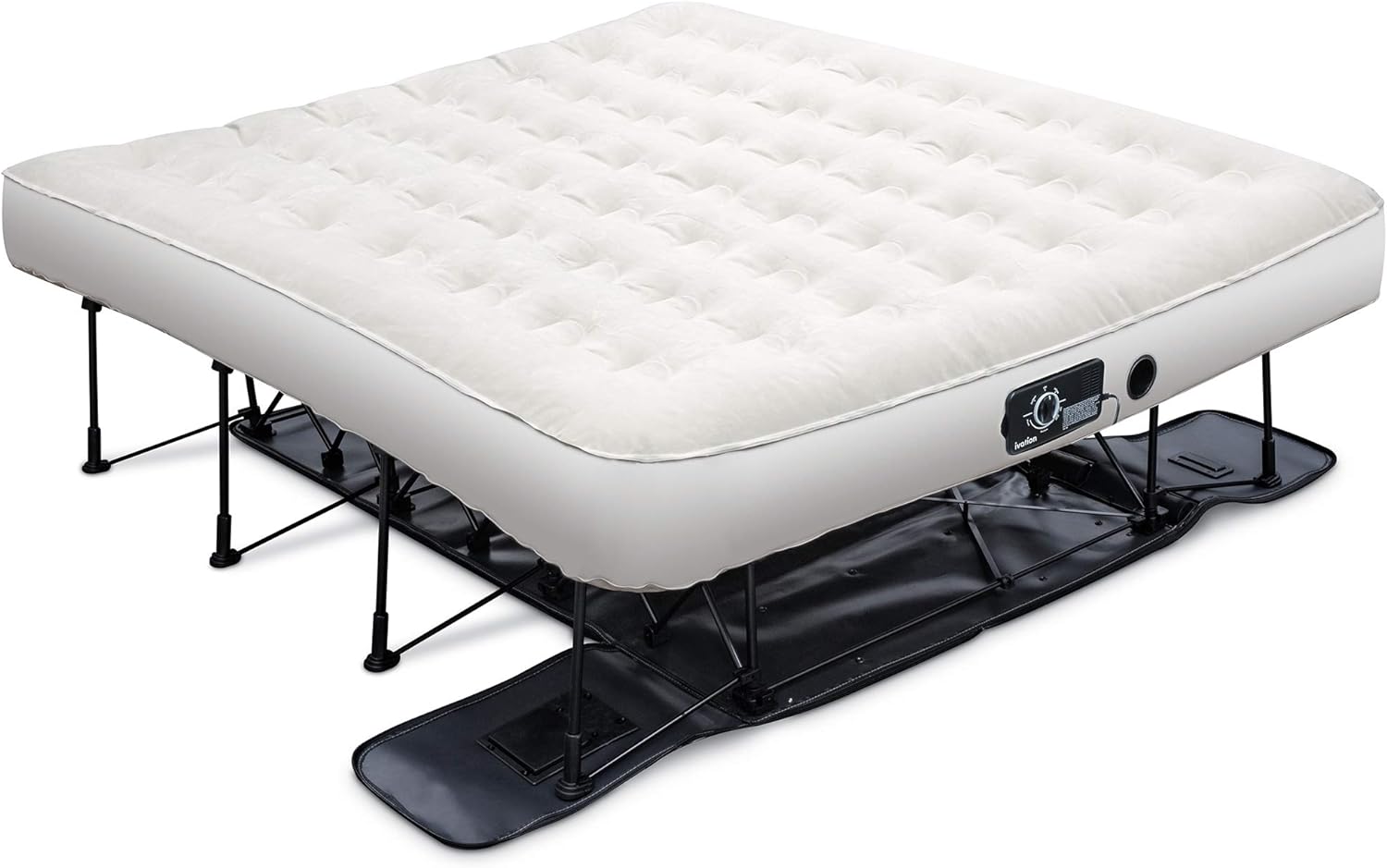Ivation EZ-Bed (Queen) Air Mattress with Frame & Rolling Case, Self Inflatable, Blow Up Bed Auto Shut-Off, Comfortable Surface AirBed, Best for Guest, Travel, Vacation, Camping