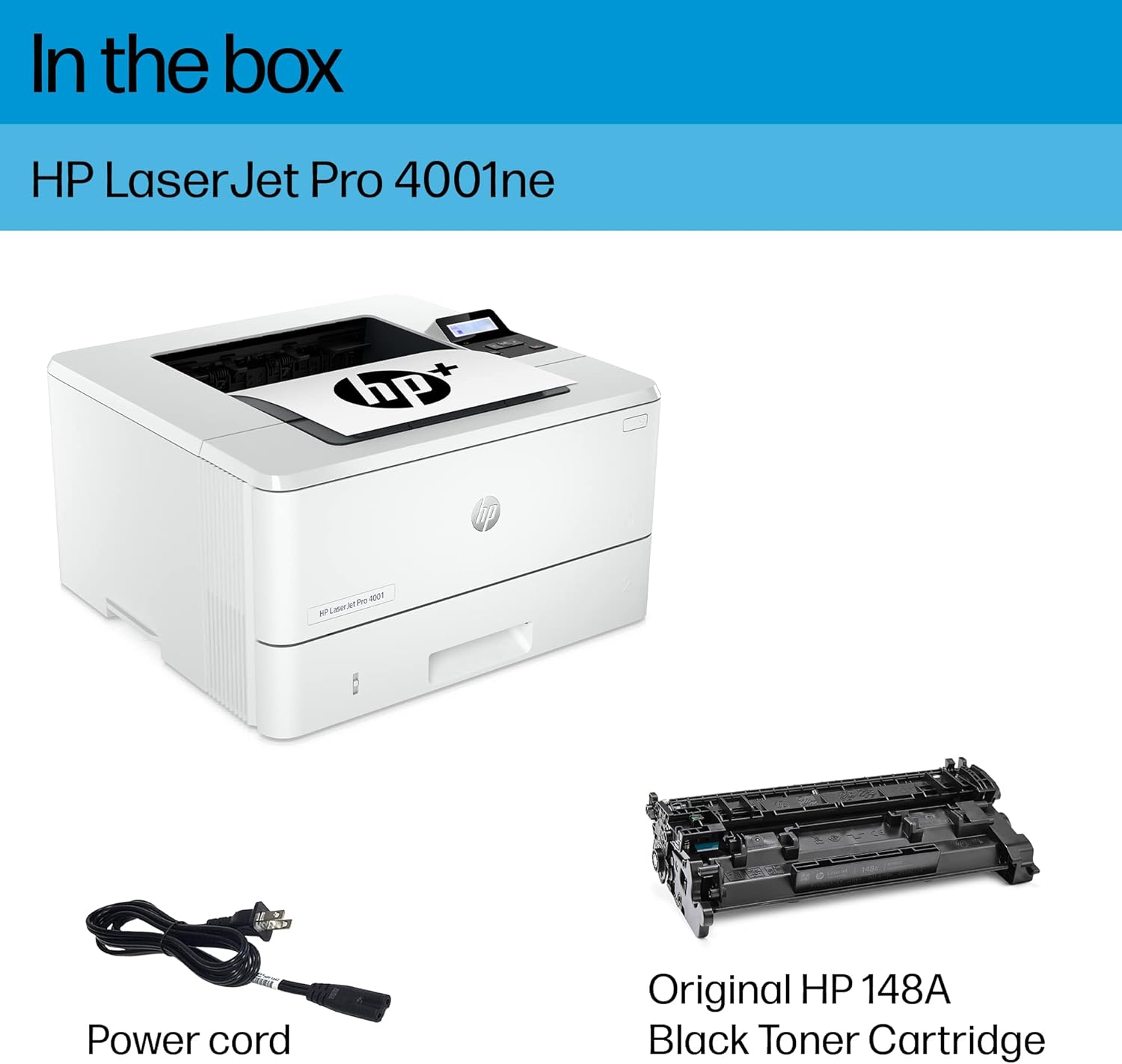 HP LaserJet Pro 4001ne Black & White Printer with HP+ Smart Office Features