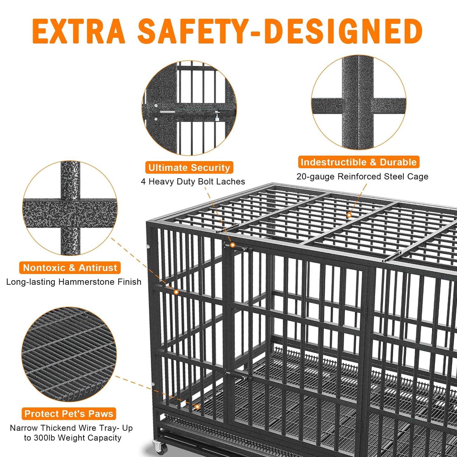 Boldbone 48/38 inch Heavy Duty Dog Crate for Large Dogs Dog Kennels and Metal Wire Cages - Pet Supplies online store