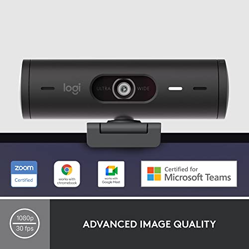 Logitech Brio 500 Full HD Webcam with Auto Light Correction,Show Mode, Dual Noise Reduction Mics, Webcam Privacy Cover, Works with Microsoft Teams, Google Meet, Zoom, USB-C Cable - Rose