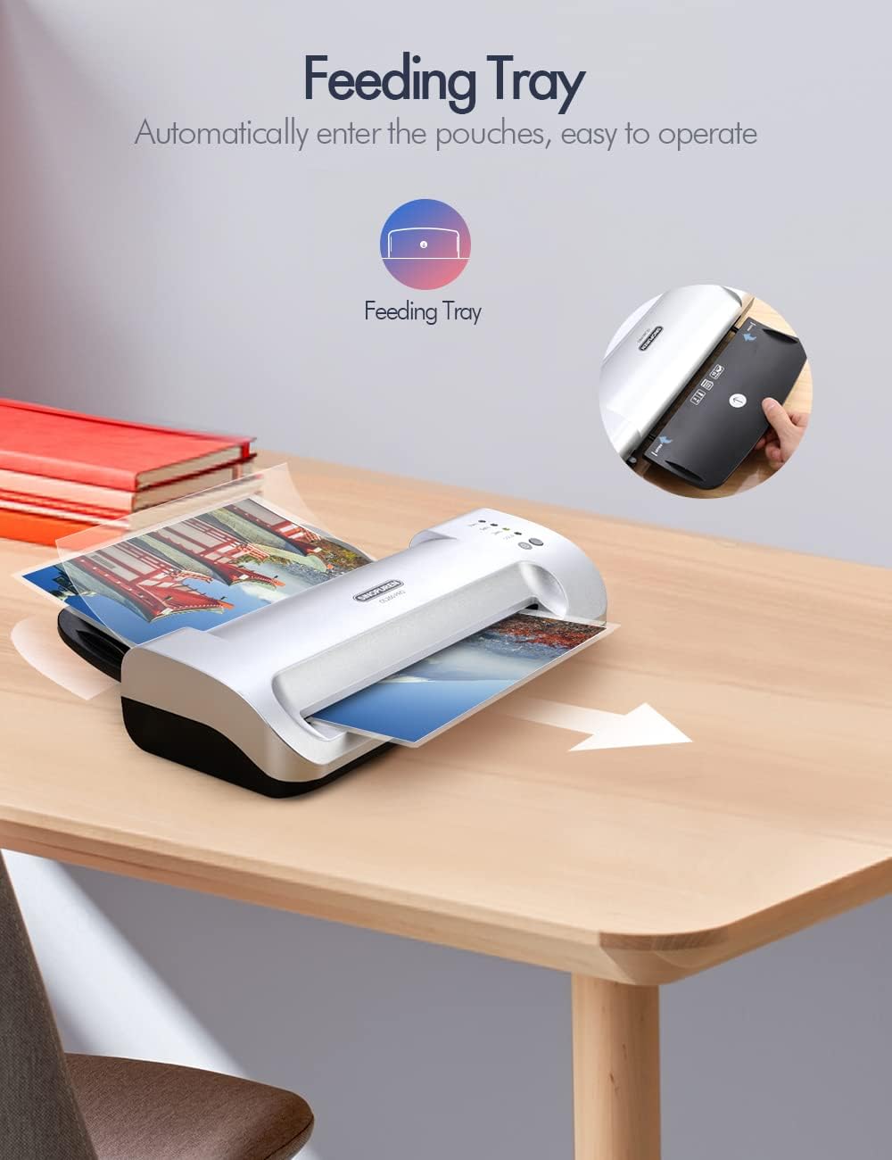 Laminator Machine, Sinopuren 13-inch Thermal Laminator, with Paper Trimmer, Corner Rounder, 10 Pouches Sheets, Quick Warm-Up, Cold and Hot Laminating for Home/School/Office