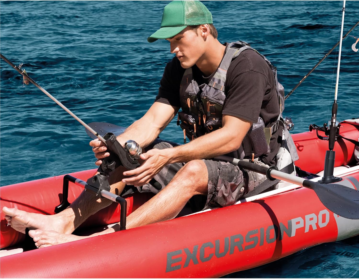 Intex 68309EP Excursion Pro K2 Inflatable Kayak Set: Includes Deluxe 86in Kayak Paddles and High-Output Pump – SuperTough PVC – Adjustable Bucket Seat – 2-Person – 400lb Weight Capacity